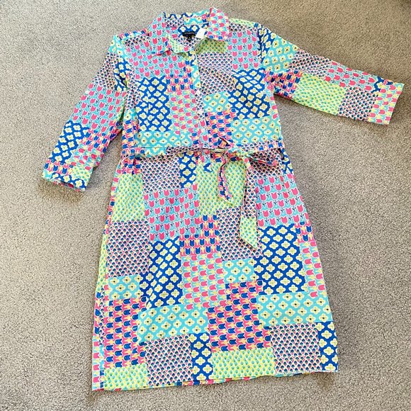 Talbots Totally Spring Tulips and Flower Patch Straight Dress 3/4 Sleeve US8 - Picture 7 of 11